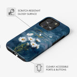 Christian phone case featuring the message "Accept What Is, Let Go of What Was," adorned with daisies and butterflies for encouragement.
