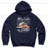 All is calm all is bright hoodie Christian Christmas hoodies Navy / S