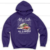All is calm all is bright hoodie Christian Christmas hoodies Purple / S