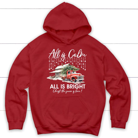 All is calm all is bright hoodie Christian Christmas hoodies Red / S