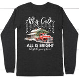 All is calm all is bright long sleeve t-shirt Christian Christmas gifts Dark Grey Heather / S