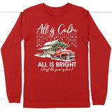 All is calm all is bright long sleeve t-shirt Christian Christmas gifts Red / S