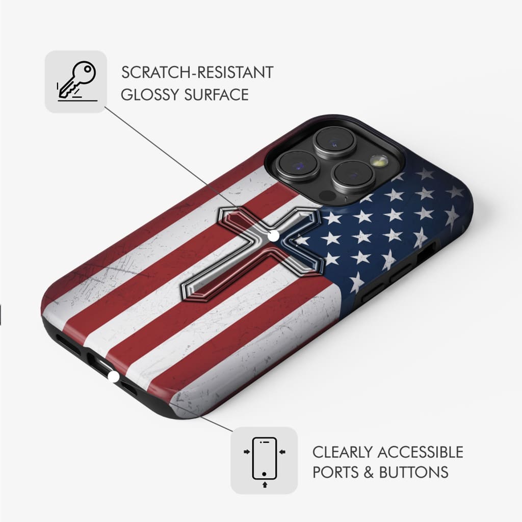 American Flag Cross Phone Case