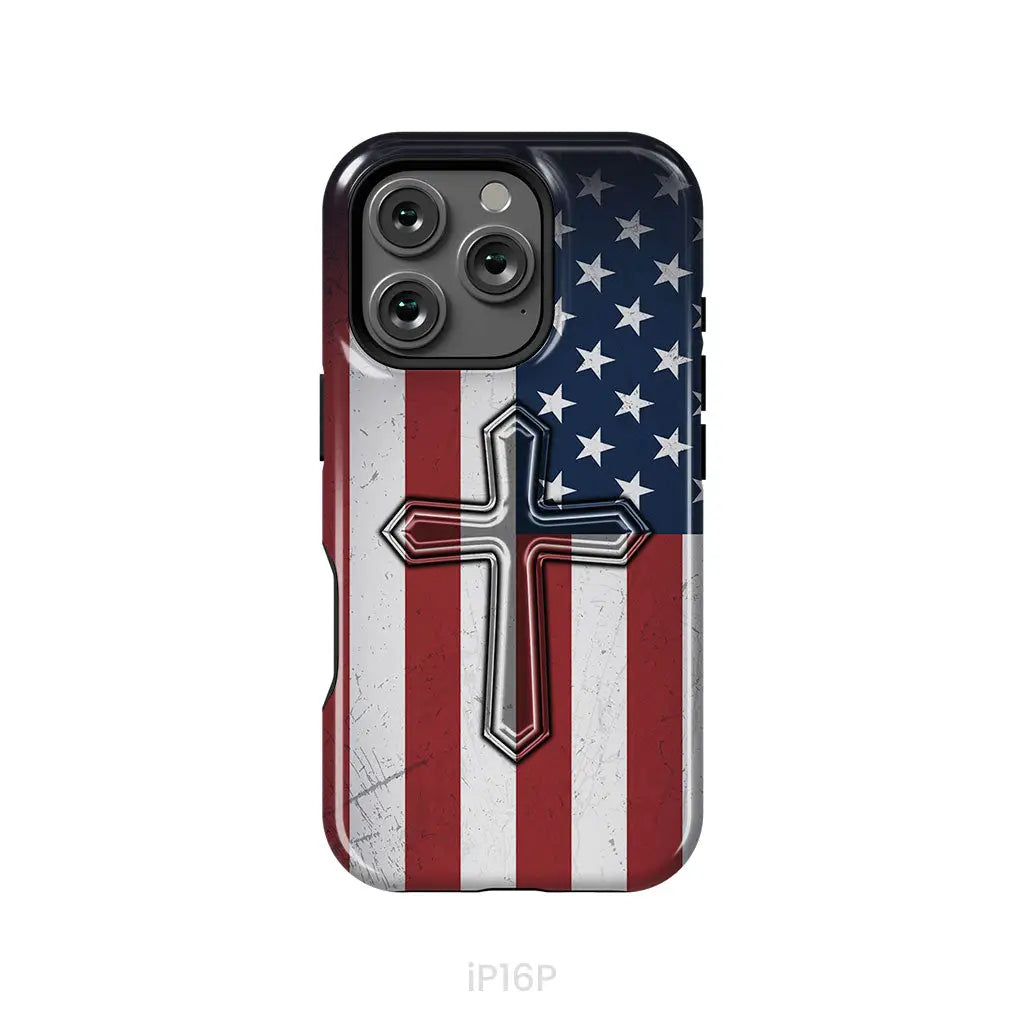 American Flag Cross Phone Case iPhone 16 Pro / Tough Case
