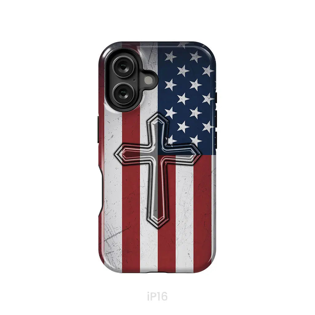 American Flag Cross Phone Case iPhone 16 / Tough Case