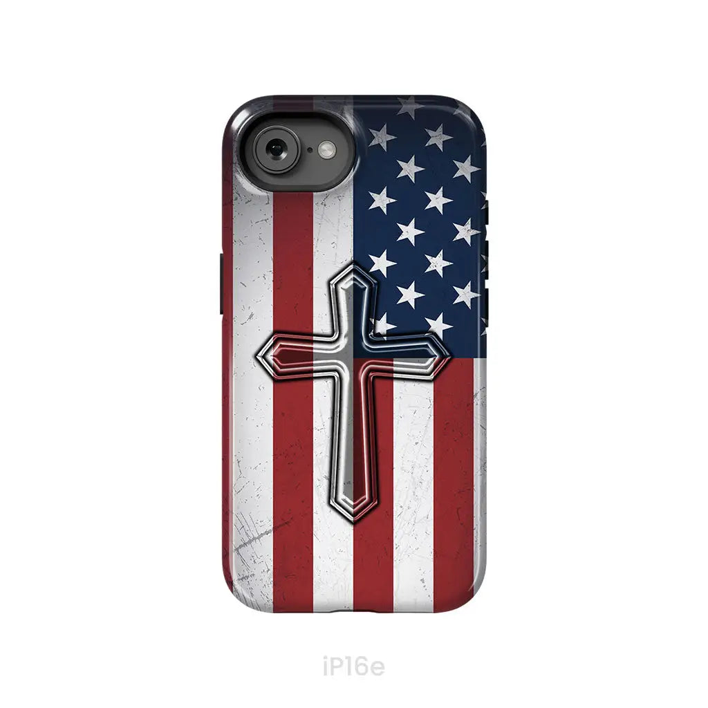 American Flag Cross Phone Case iPhone 16e / Tough Case