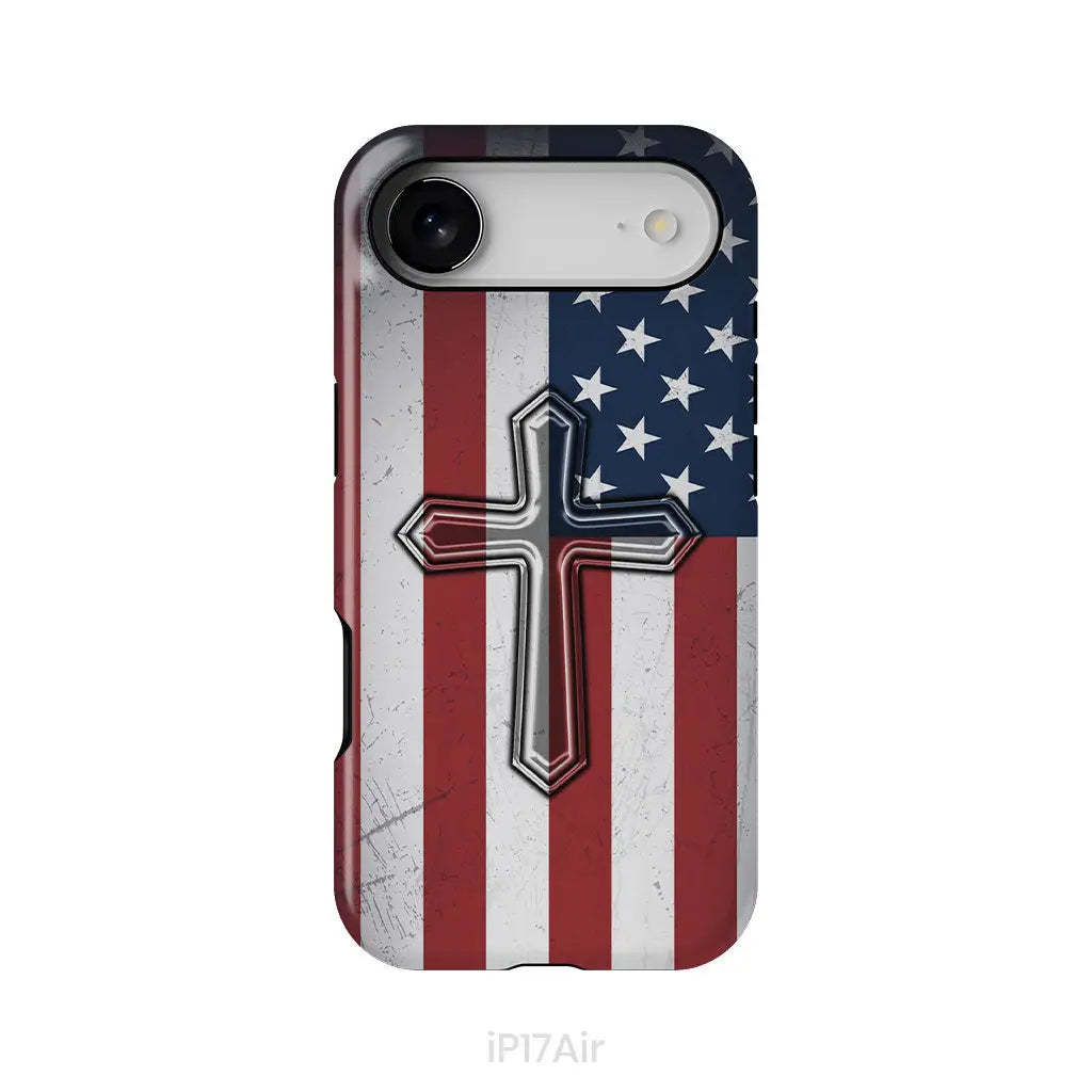 American Flag Cross Phone Case iPhone 17 Air / Tough Case