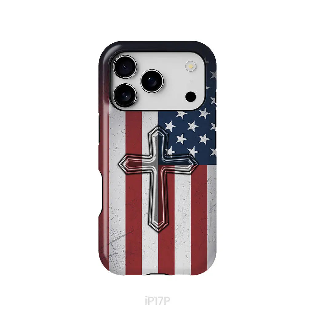 American Flag Cross Phone Case iPhone 17 Pro / Tough Case