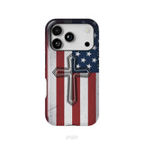 American Flag Cross Phone Case iPhone 18 Pro / Tough Case