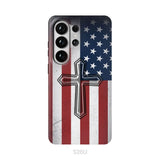 American Flag Cross Phone Case Samsung Galaxy S26 Ultra / Tough Case