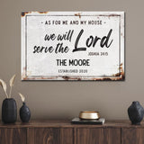 Custom "As For Me and My House" wall art with family name and year, Christian home decor, Christian gifts.