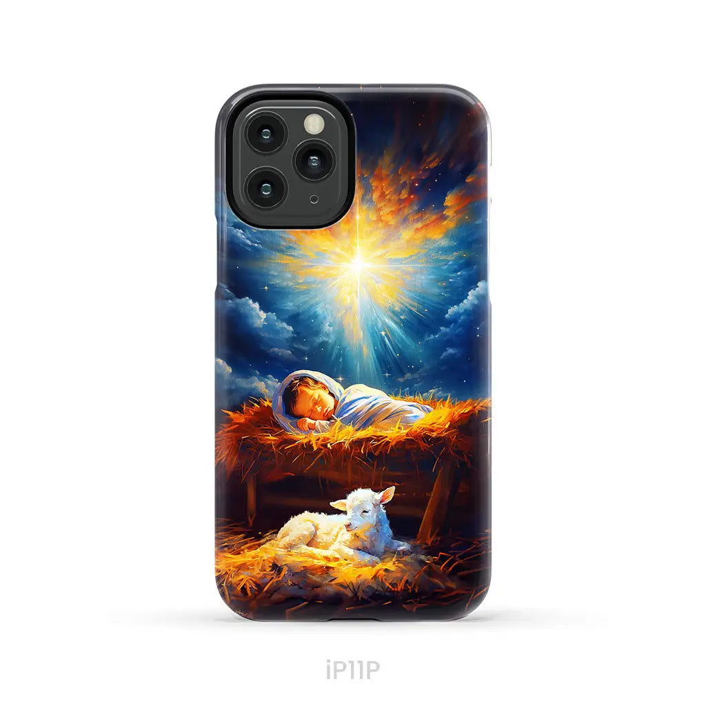 Baby Jesus With A Lamb Baby Jesus In The Manger Phone Case iPhone 11 Pro / Tough Case