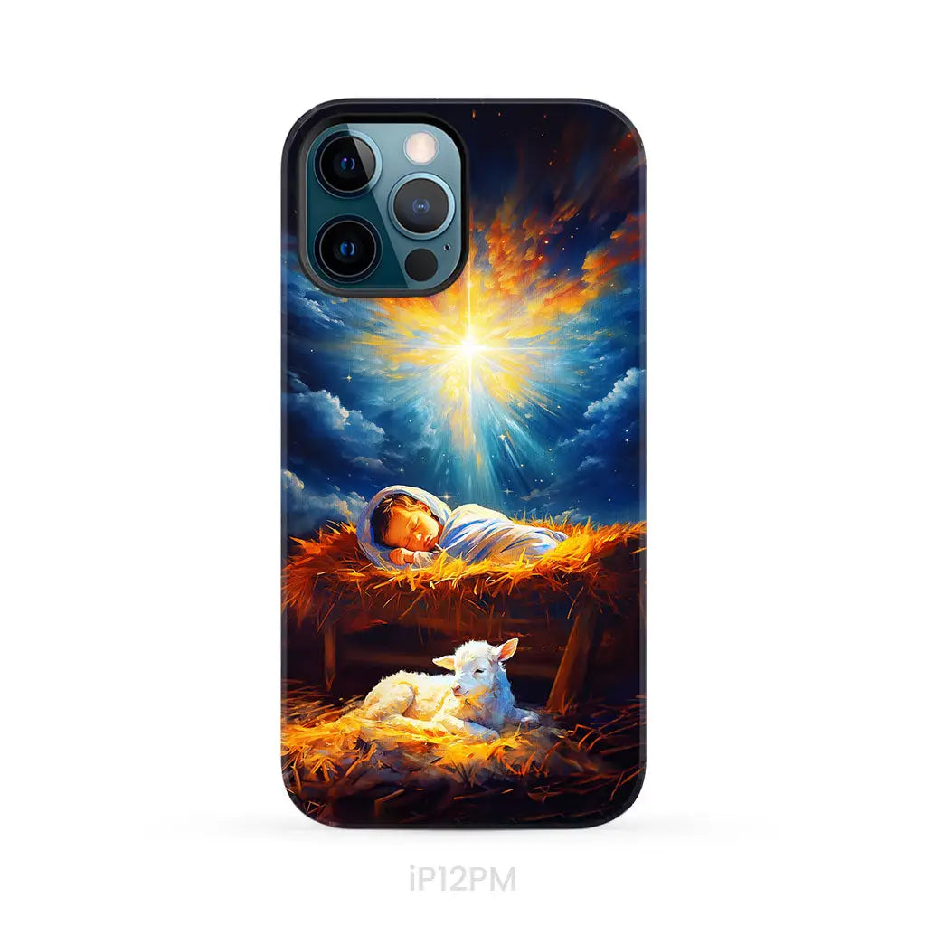 Baby Jesus With A Lamb Baby Jesus In The Manger Phone Case iPhone 12 Pro Max / Tough Case