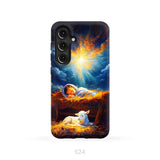 Baby Jesus With A Lamb Baby Jesus In The Manger Phone Case Samsung Galaxy S24 / Tough Case
