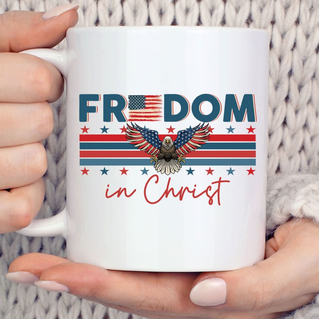 Bald eagle freedom in Christ coffee mug 11 oz