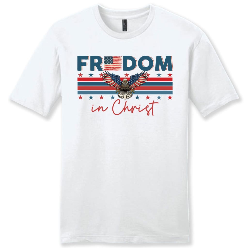 Bald eagle freedom in Christ men’s t-shirt White / S