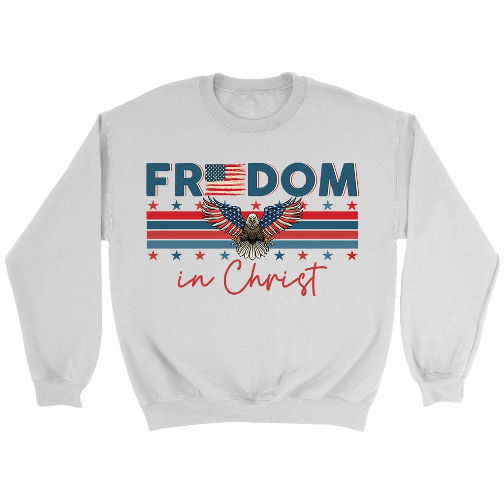 Bald eagle American Flag freedom in Christ sweatshirt White / S