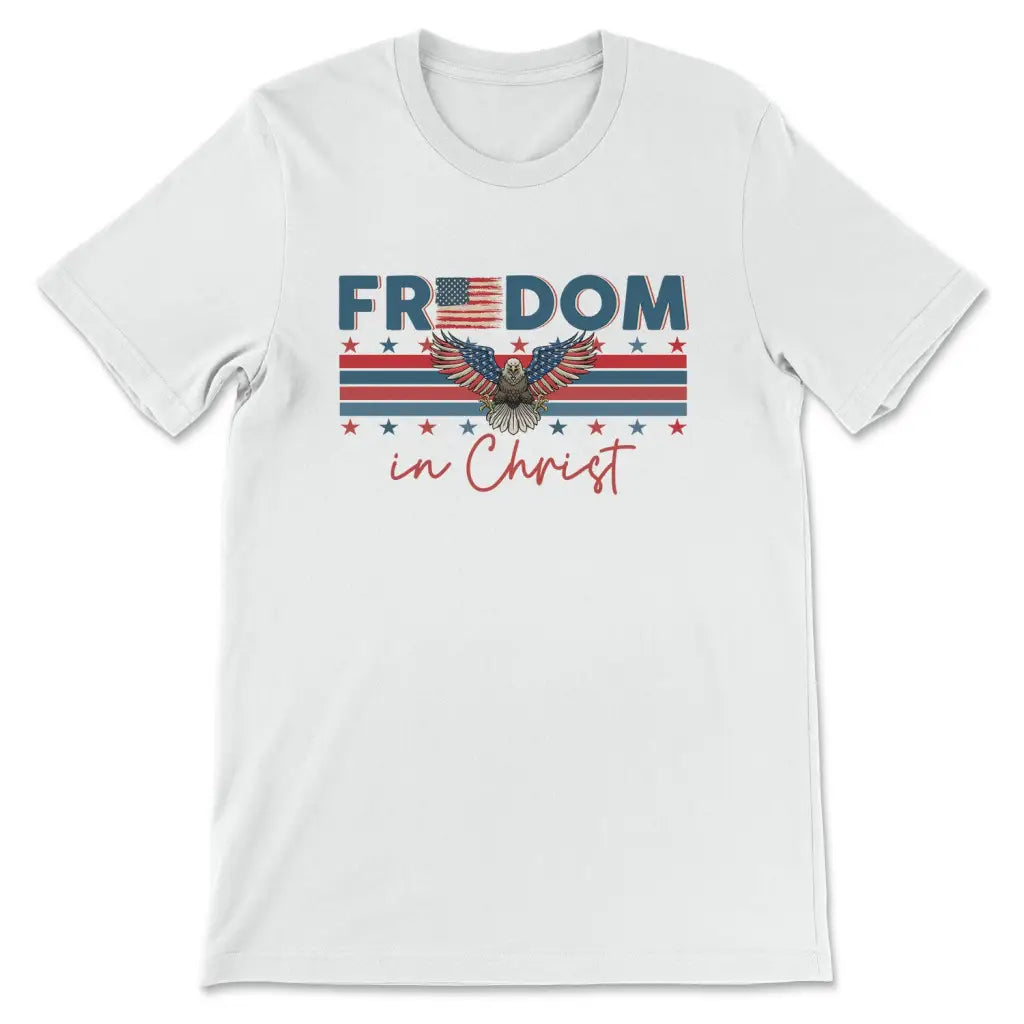 Bald eagle Freedom in Christ t-shirt White / S