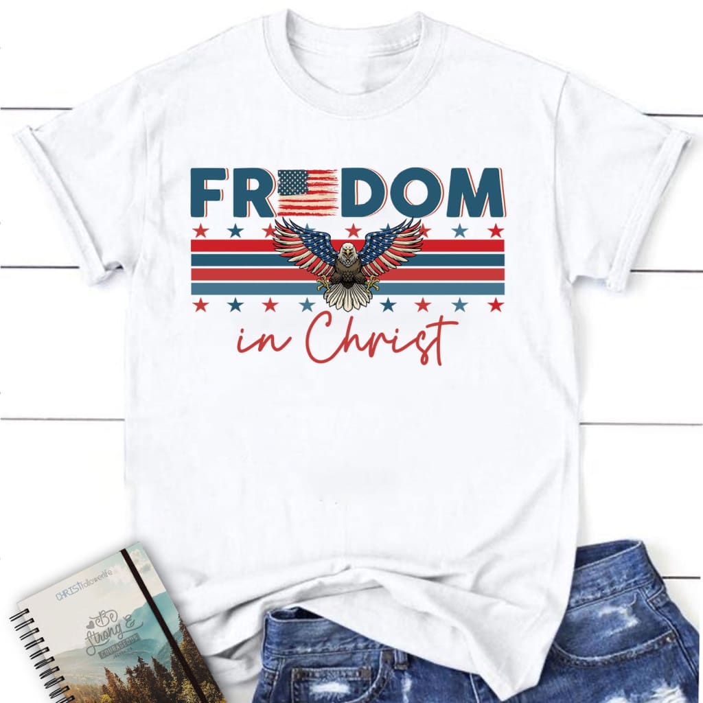 Bald eagle Freedom in Christ Women’s t-shirt White / S