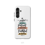 Be joyful in hope patient in affliction faithful in prayer phone case Christian phone cases Samsung Galaxy S25 / Tough