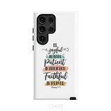 Be joyful in hope patient affliction faithful prayer phone case Christian cases Samsung Galaxy S24 Ultra / Tough
