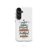 Be joyful in hope patient affliction faithful prayer phone case Christian cases Samsung Galaxy S24 / Tough