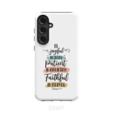 Be joyful in hope patient affliction faithful prayer phone case Christian cases Samsung Galaxy S24 Plus / Tough