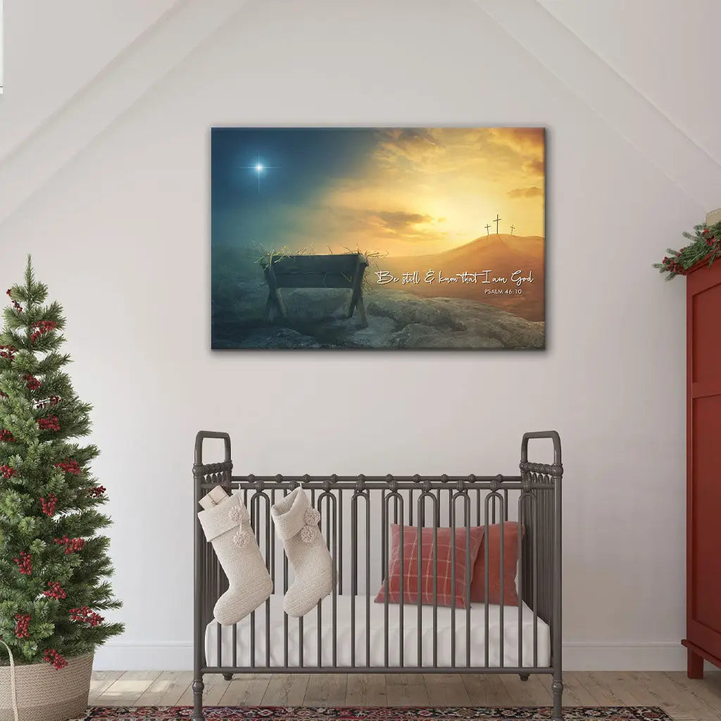 Be Still And Know That I Am God Wall Art Canvas Print, inspirational Christian gift