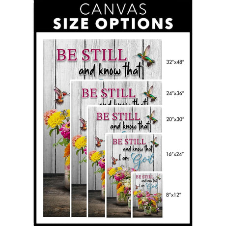 Psalm 46:10 Be Still and Know Hummingbirds Vase of Flowers Wall Art Canvas Size Options