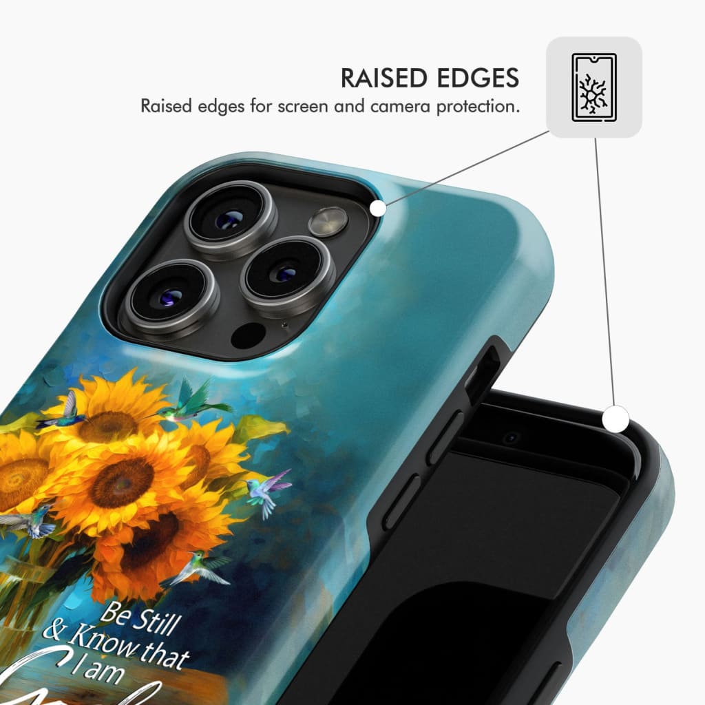 Be Still and Know That I Am God Hummingbirds Vase of Sunflowers Phone Case