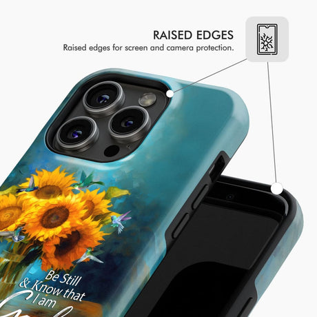 Be Still and Know That I Am God Hummingbirds Vase of Sunflowers Phone Case