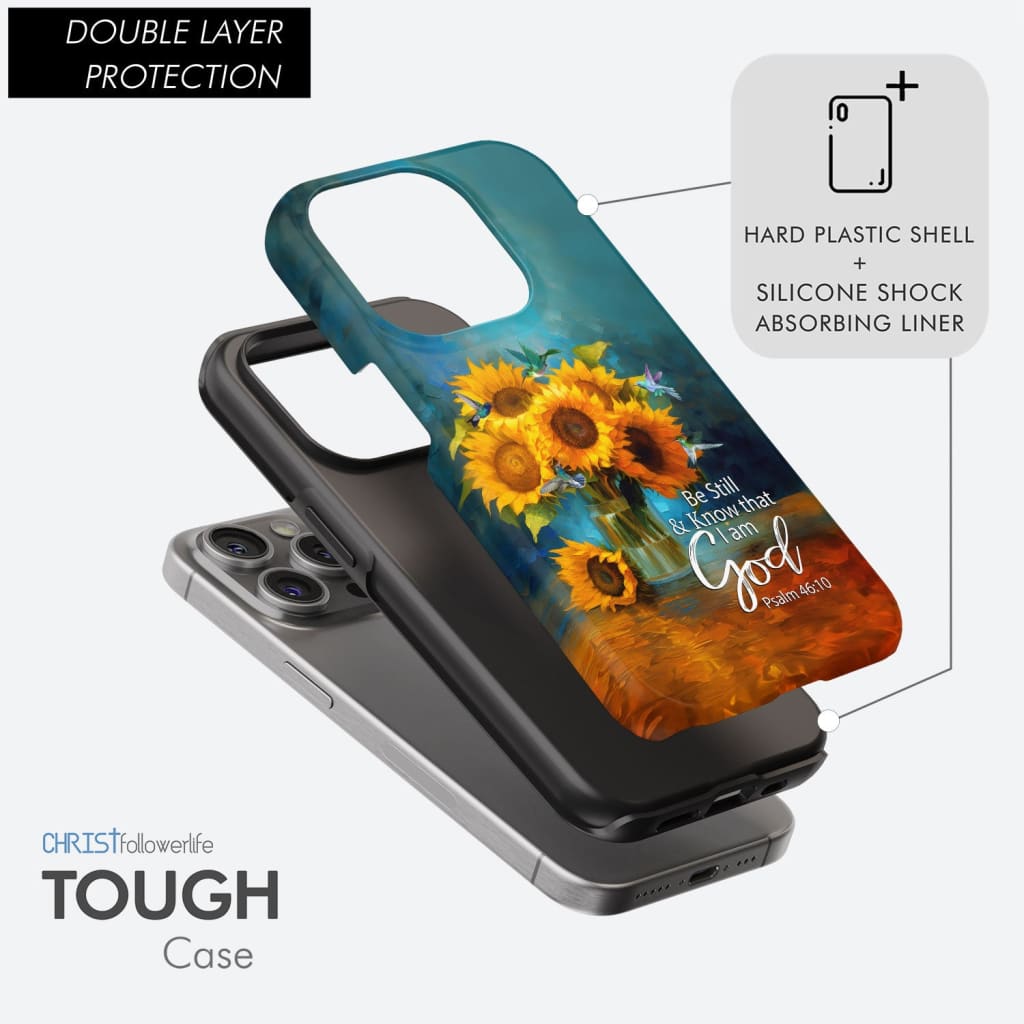 Be Still and Know That I Am God Hummingbirds Vase of Sunflowers Phone Case