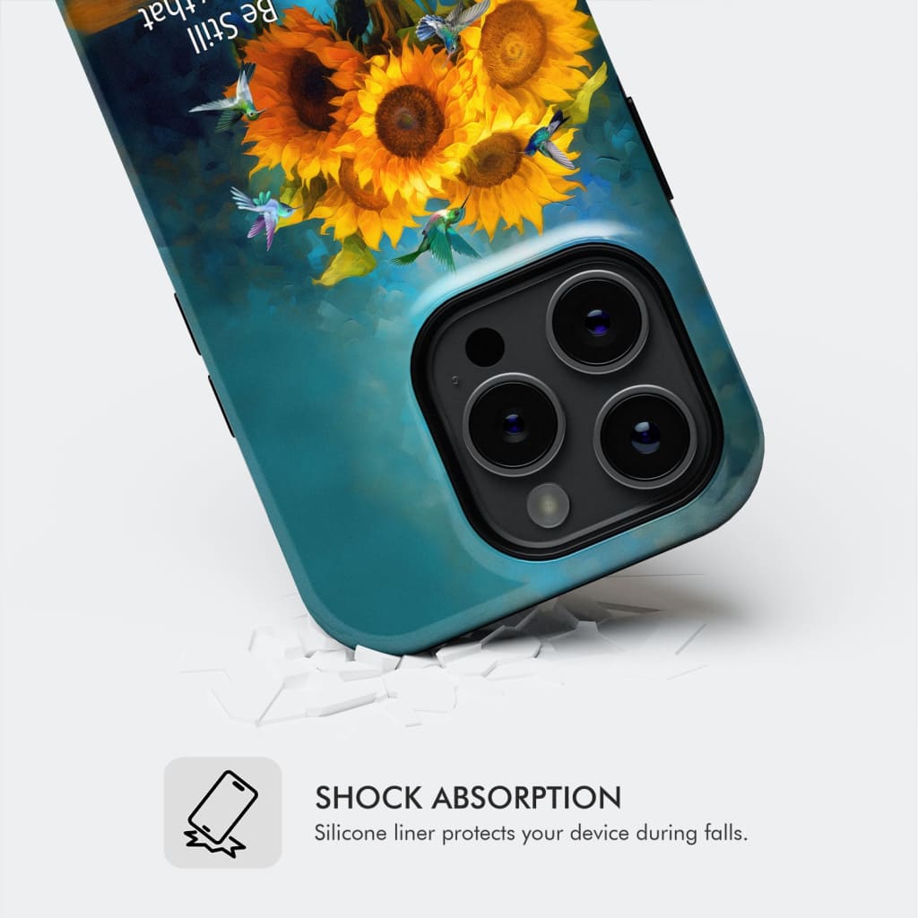 Be Still and Know That I Am God Hummingbirds Vase of Sunflowers Phone Case
