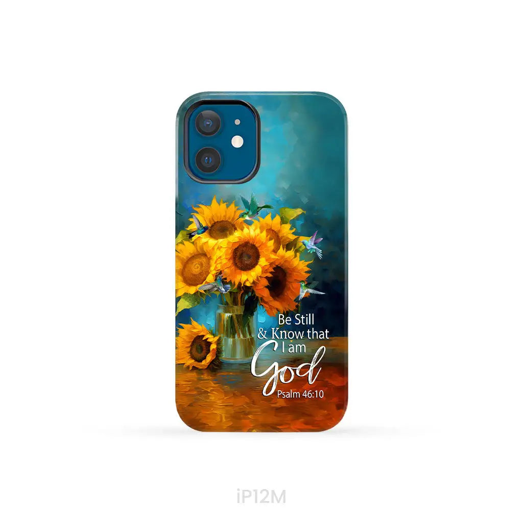 Be Still and Know That I Am God Hummingbirds Vase of Sunflowers Phone Case iPhone 12 Mini / Tough Case