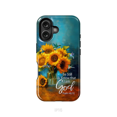 Be Still and Know That I Am God Hummingbirds Vase of Sunflowers Phone Case iPhone 16 / Tough Case