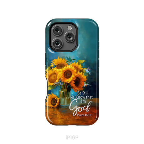 Be Still and Know That I Am God Hummingbirds Vase of Sunflowers Phone Case iPhone 16 Pro / Tough Case