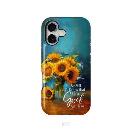 Be Still and Know That I Am God Hummingbirds Vase of Sunflowers Phone Case iPhone 17 / Tough Case