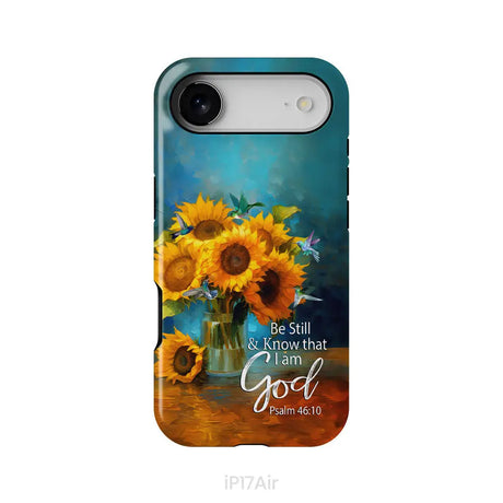 Be Still and Know That I Am God Hummingbirds Vase of Sunflowers Phone Case iPhone 17 Air / Tough Case
