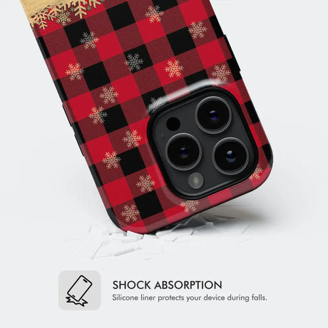 Be still and know that I am God red black buffalo plaid Christmas phone case