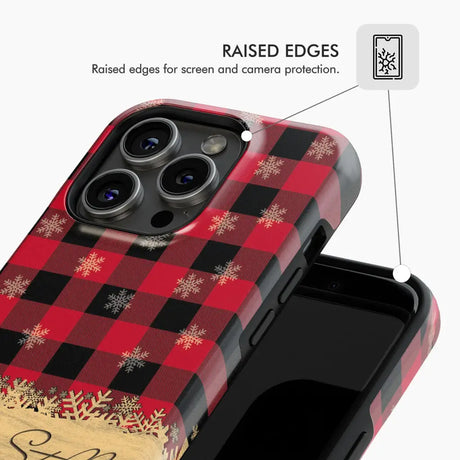 Be still and know that I am God red black buffalo plaid Christmas phone case