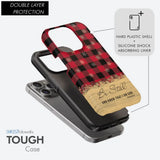 Be still and know that I am God red black buffalo plaid Christmas phone case