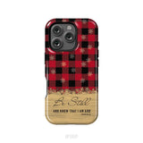 Be still and know that I am God red black buffalo plaid Christmas phone case iPhone 16 Pro / Tough Case