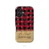 Be still and know that I am God red black buffalo plaid Christmas phone case iPhone 16 / Tough Case