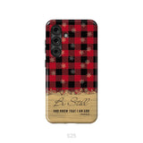 Be still and know that I am God red black buffalo plaid Christmas phone case Samsung Galaxy S25 / Tough Case