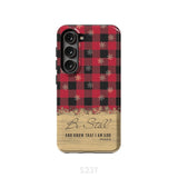Be still and know that I am God red black buffalo plaid Christmas phone case Samsung Galaxy S23 (Not for FE) / Tough