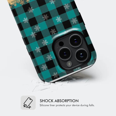 Be still and know that I am God teal black buffalo plaid Christmas phone case