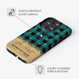 Be still and know that I am God teal black buffalo plaid Christmas phone case