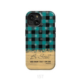 Be still and know that I am God teal black buffalo plaid Christmas phone case iPhone 15 / Tough