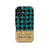 Be still and know that I am God teal black buffalo plaid Christmas phone case iPhone 16 / Tough Case