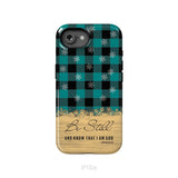 Be still and know that I am God teal black buffalo plaid Christmas phone case iPhone 16e / Tough Case